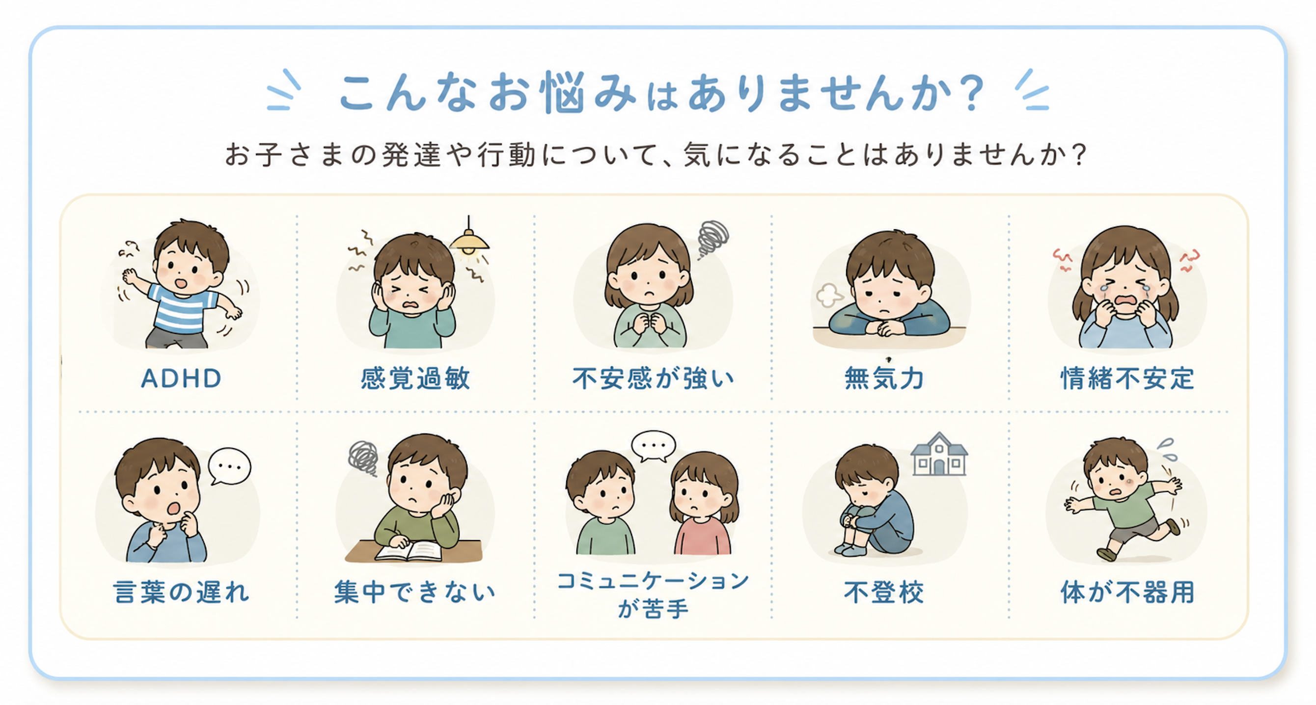 夏休みイベント発達とグラウンディングLP内発達の様々なお困り感についての画像